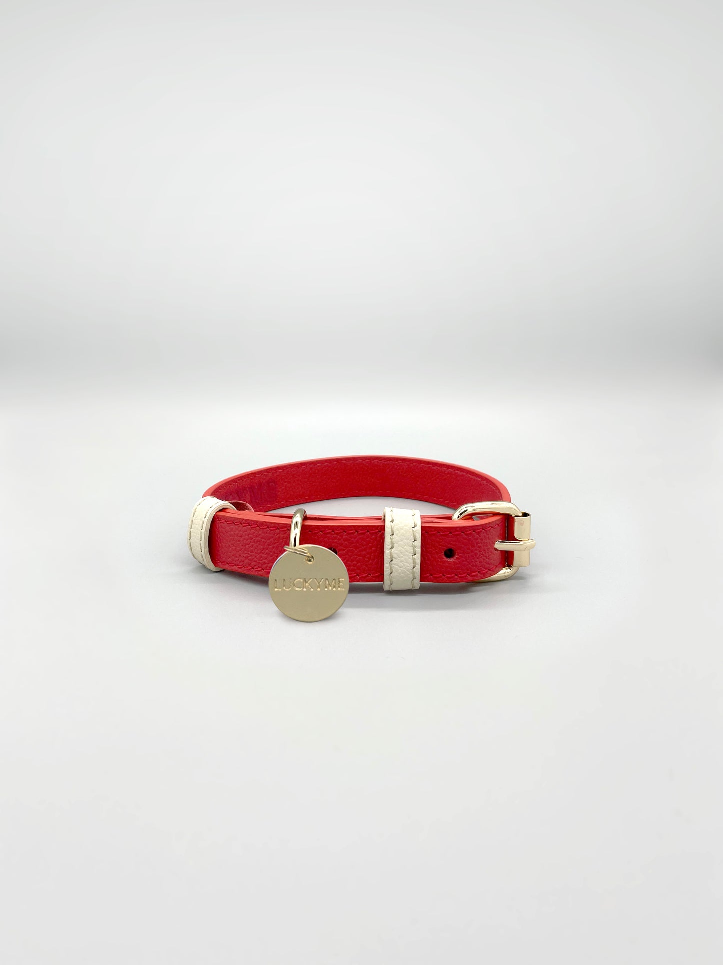 Cherry/Cream Leather Collar