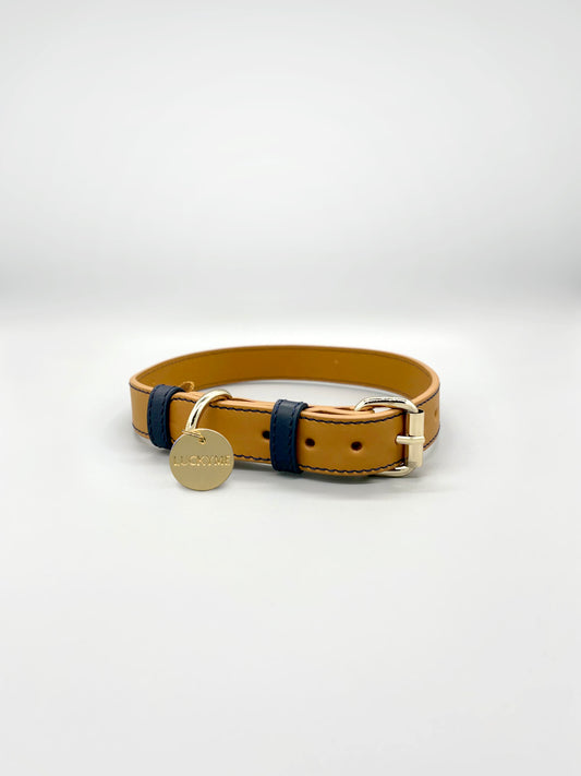 Coconut/Blueberry Leather Collar